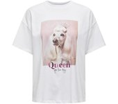 ONLQUEEN LIFE S/S DOGS TOP BOX JRS  White Dog