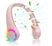 Ventilador de Cuello, Mini Ventilador Portatil, Ventilador Cuello Sin Aspas, Ventilador USB Recargable Bateria 4000 mAh con Ajustable 3 Velocidades Luz LED para Viajes Deporte Oficina Hogar