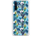 Funda compatible con Oppo A91 - Reno 3 - Patron flores y plumas azules