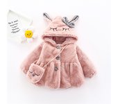 6 12 18 24 36 Months Baby Plush Jacket Cute Rabbit Ears Christmas Princess Girls Coat Keep Warm Hooded Outerwear Kids Clothes