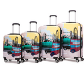 Max Star Juego Maletas de Viaje 4 Piezas MS-1192 Estampado Rigida Giratorias Maleta Cabina Pequeña 48cm - Maleta Cabina 55cm - Maleta Mediana 66cm - Maleta Grande 75cm (Autobus)