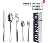 Mr.Spoon Serie Estrella Juego de 60 o 72 piezas cubiertos,Acero inox 18/10,Alta calidad y acabado,Incluye cuchillo carne o mesa,tenedor,cuchara,cucharilla,etc,Diseño moderno y elegante,Apto para lavavajillas,Caja ecológica,Para Casa,Hotel,Restaurante60521