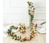 2.5m Rose Artificial Silk For Wedding Garland  Fake Plant Flowers Vine Home Room Wedding Wall Hanging Garden Arch DIY Decoration