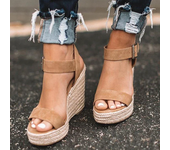 2024 Summer Sandals Women Wedges Platform Ladies Hemp Shoes Ladies Candy Color Casual Girls Slip on Strap Cross Girls Plus Size
