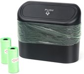 Cubo de basura pequeño para coche, cubo de basura para coche con tapa, cubo de basura impermeable para coche, caja de almacenamiento portátil para colgar en el coche, para escritorio de coche (negro)