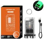 V3 EDC Flashlight Keychain Light 900 Lumens Handheld Portable Super Bright TYPE-C USB Charging Port Emergency Work Camping Light