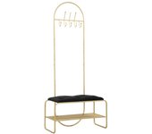 Banco de percha de tela negra y estructura dorada 80x38,5x180 cm