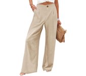 Women High Waist Wide Leg Striped Pants Fashion Button Casual Beach Pants Summer Loose Palazzo Trousers Y2k Lounge Streetwear