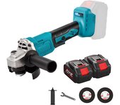 Amoladora angular a batería 125 mm, amoladora angular 21 V con 2 baterías y cargador, 13000 RPM motor sin escobillas, discos de corte de 125 mm, Con 2 de Corte, 3 velocidades, Amoladora Pequeña Eléctrica para Cortar, Pulir y Lijar
