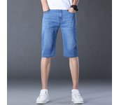 2024 Mens Casual Denim Shorts Cotton Elastic Straight Hight Quality Knee Length Jeans Classic Vintage Fashion Blue Short Jeans