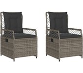 vidaXL Sillones reclinables de jardín 2 uds ratán sintético gris
