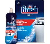 Finish Sal Lavavajillas 4kg + Abrillantador Lavavajillas Regular 800ml (200 lavados)