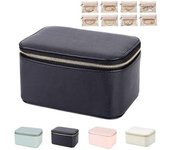 Joyero de viaje con bolsitas, estuche portátil con 12/8 bolsas, organizador de cuero impermeable para collares, pulseras, pendientes, tachuelas y anillos (rosa)