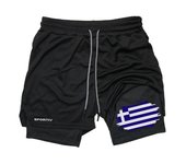 Flag Print 2 in 1 Performance Shorts for Men Gym Athletic Workout Training Quick Dry Shorts with Phone Pocket Patriotic Shorts