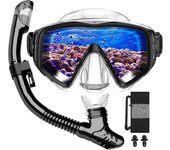 Traje de snorkel para adultos, gafas de buceo de vidrio templado, juego de snorkel de silicona, snorkel completamente seco para adultos, aguamarina