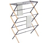 PAMEX Tendedero Plegable Extensible De Madera Bambú Totalmente Montado Con Gran Superficie De Secado Tendedero De Madera Resistente, Plegable De Tipo Torre Que Ahorra Espacio