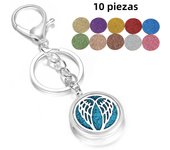 Seven Colorful Inlaid Zircon Yoga Key Pendant Aromatherapy Stainless Steel Essential Oil Diffuser Perfume Locket KeyChain Gift