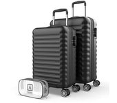 Numada Juego de Maletas Upfly Gris 3 pzs ABS. Maleta Cabina 53x33,5x22, Maleta Mediana 60L y Neceser