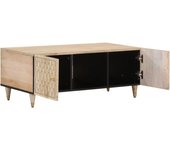 vidaXL Mesa de centro de madera maciza mango 100x54x40 cm Marrón, Marrón miel, Negro Mesita de Salón o Comedor o Auxiliar Mesa de Café Meuble Salón