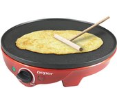 Beper BT.700Y Crepera eléctrica, 1300 W, 0.4 litros, 0.02 Decibeles, Aluminum, Rojo y negro, 34 x 10 x 32.5 cm