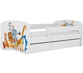 Cama 140 x 70 cm Kocot Kids com gaveta e colchão BabyDreams Animals White