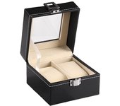 VANSIHO Hot Sale Multiple Slots Watch Box  Display Case Glasses Organizer Storage PU Leather for Men and Women