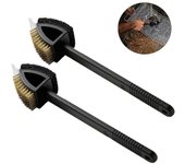 Cepillo de limpieza de alambre de metal para barbacoa, horno, parrilla, cocina, cepillo de limpieza para parrilla, 2 piezas, cepillo de limpieza de cerdas para barbacoa con raspador de metal con raspador