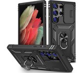 Shockproof Hybrid Dual Layer Magnetic Ring Kickstand Case for Samsung Galaxy S24 S23 S22 S21 S20 FE Ultra Plus 5G Lens Protetion