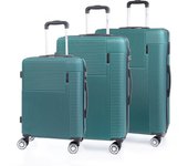 DAM Juego de 3 maletas trolley rígidas ultraligeras, de ABS de alta resistencia. Cerradura numérica, 4 ruedas giratorias 360°. 48x27x76 Cm.