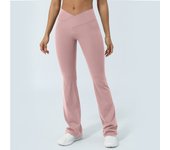 V-Cross Fitness Flare Pants Lifting Buttocks Cross Waist Yoga Sport Leggings Gym Outdoor Acticewear Workout Wide-Leg Pants