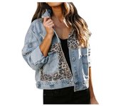 Chaqueta Vaquera con diseño de estampado de Leopard, adecuada para comprar en casa, Vacaciones, Viajes