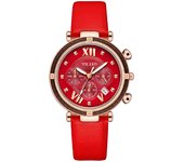 Reloj para mujer con tres subdiales y calendario, correa de cuero, movimiento de cuarzo, un reloj elegante para la mujer