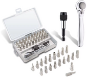 28 in 1 Mini Ratchet Screwdriver Set 1/4 Inch Socket Wrench 72-Tooth Offset Ratchet Wrench Magnetic Phillips Torx Driver Bits