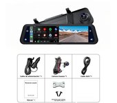 4K 12InchDash Cam 3840*2160P Car Mirror Video Recording Carplay & Android Auto Wireless Connection 5G WiFi GPS Navigation FM AUX