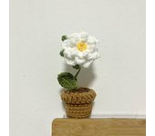 Mini Cute Finished Crochet Flowers Hand-knitted Sunflower Rose Flowers Potted Plants Handmade Bouquet Home Desktop Decorative