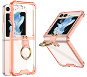Transparent Electroplated Airbag Ring Phone Case for Samsung Galaxy Z Flip 5 4 3 5G Flip5 Flip4 Flip3 5G Stand Shockproof Cover