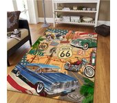 Vintage Classic Motorcycle Garage 3D Printed Carpet Living Room Retro Race Car Large Rug Home Decor Bedroom Non-Slip Floor Mat