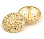10Pcs Botón de Ropa - Botón de Costura Hueco Retro Botón de Metal en Forma de Mango Redondo para Hombre Mujer Chaqueta, Abrigo, Uniform, Camisa, Traje y Chaqueta (Gold, 15mm)