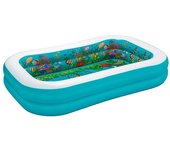 Bestway Piscina Hinchable 2 Camaras Fondo 3D Marino con Accesorios 262x175x51 cm +3 Años Jardin 54177