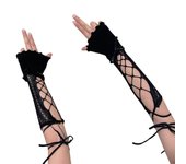 Encaje hasta mangas de brazo para mujeres adolescentes chica elegante ahuecado mangas decorativas Halloween brazo decoraciones partido mangas de brazo blanco