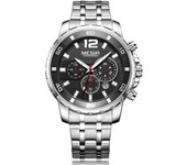 MEGIR Stainless Steel Chronograph Quartz Watches for Men's Waterproof Lumious Analogue 24-hour Sports Man Wristwatch Auto Date