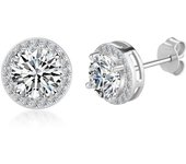 925 Sterling Silver 0.5/1/2 Carat Moissanite Round Earrings Engagement Wedding Daily Work Party Travel Luxurious Gift For Women