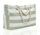 Striped Canvas Beach Bag, Large Capacity Shopping Bag, Fashion Travel Tote Bag, Ideal for Beach, Travel and Camping