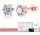 GRA 0.5ct-2ct D Color Certified Moissanite Stud Earrings Lab Created Diamond 925 Sterling Silver Gold Plated Wedding Jewelry