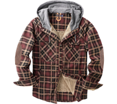 US Size Men Plaid Shirt Fleece Plus Size Winter Windproof Warm Hooded Cotton Jacket