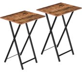 Plegable Mesa Auxiliar de 2, Mesa Lateral para Sofá, Escritorio Pequeño para Portátil, pequeño Plegable Mesa de TV, Fácil Almacenamiento Estructura, Greige y Negro EBG25BZ01
