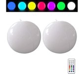 2PCS Luces flotantes de bola LED solar, RGB Luz Dimmable de piscina con control remoto + bomba de aire para bola, 14 inch
