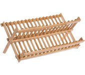 Organizador de cocina, estante plegable para platos de 2 niveles, soporte de secado de bambú Retro, soporte plegable para utensilios naturales, restaurante