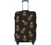 Goose and Doodle Flowers Luggage Cover Washable Elasticated Luggage Covers for Suitcase tsa Approved Stylish Dust and Scratch Resistant Luggage Case Protector for Kids and Adults-Gold Glitter Pineapples
