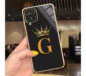Samsung Galaxy A12 Case Cover Black Luxury Plating Square Frame Latters ABC Back Shell For Samsung A12 A 12 Soft TPU Shockproof